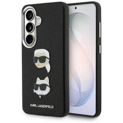 Puzdro pre Samsung Galaxy S26 Plus S947, Karl Lagerfeld, Saffiano Karl & Choupette's Head Pin, Čierne