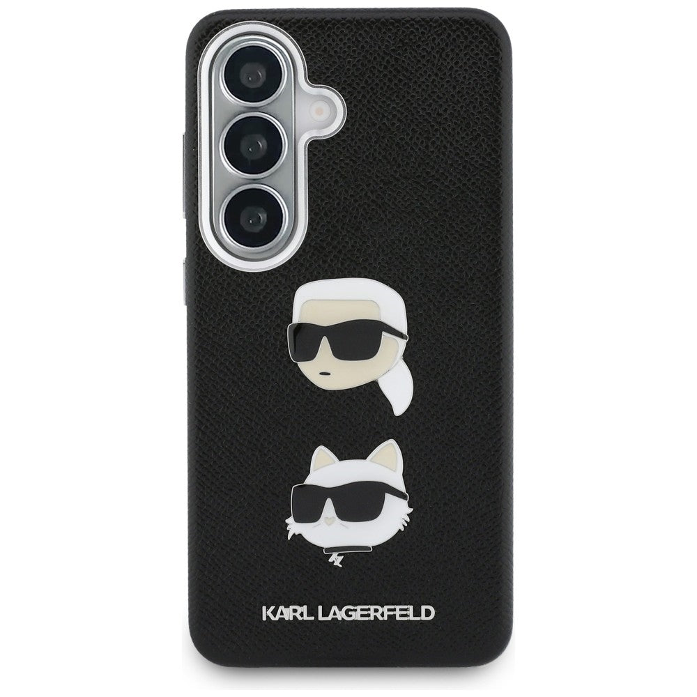 Puzdro pre Samsung Galaxy S26 Plus S947, Karl Lagerfeld, Saffiano Karl & Choupette's Head Pin, Čierne