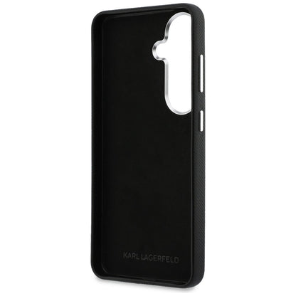 Puzdro pre Samsung Galaxy S26 Plus S947, Karl Lagerfeld, Saffiano Karl & Choupette's Head Pin, Čierne