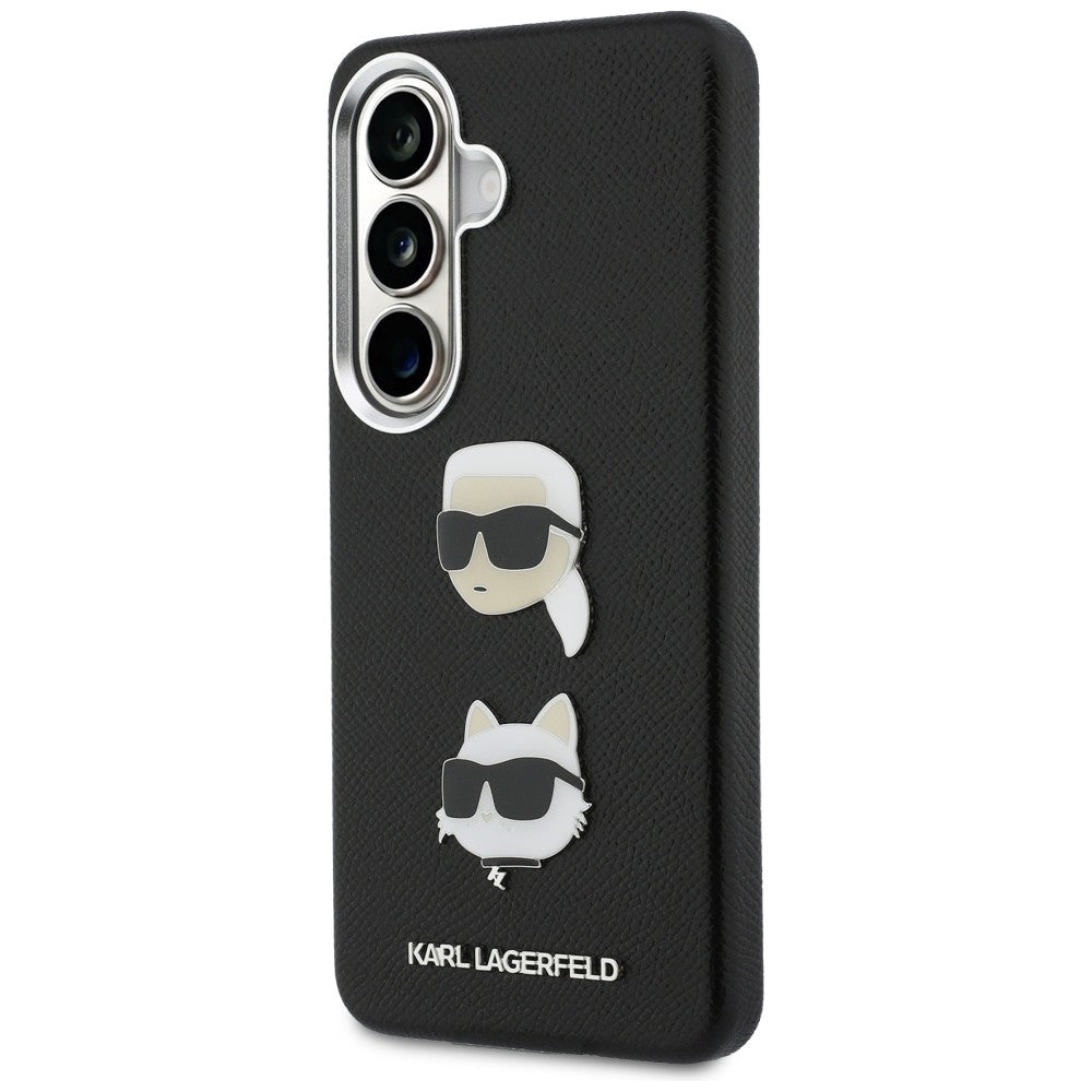 Puzdro pre Samsung Galaxy S26 Plus S947, Karl Lagerfeld, Saffiano Karl & Choupette's Head Pin, Čierne