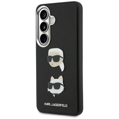 Puzdro pre Samsung Galaxy S26 Plus S947, Karl Lagerfeld, Saffiano Karl & Choupette's Head Pin, Čierne