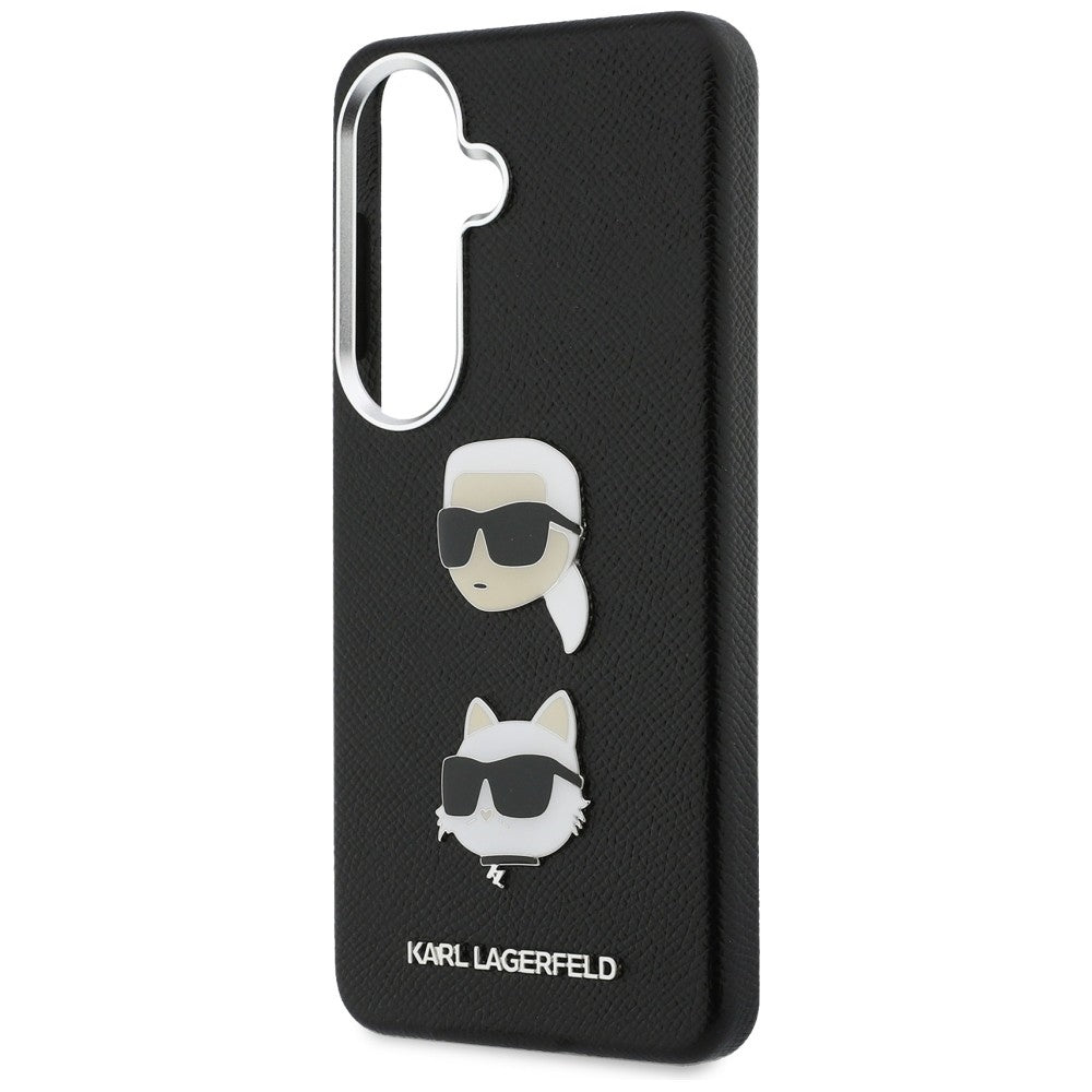 Puzdro pre Samsung Galaxy S26 Plus S947, Karl Lagerfeld, Saffiano Karl & Choupette's Head Pin, Čierne