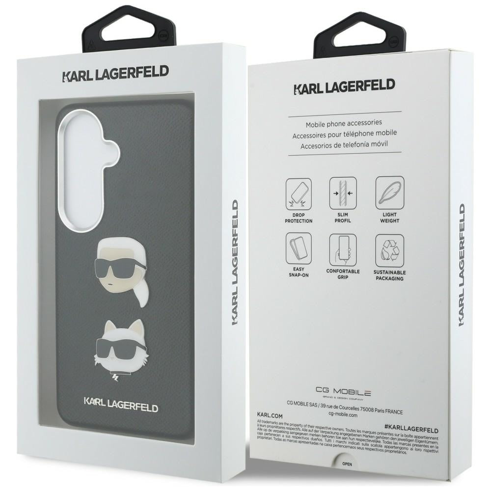 Puzdro pre Samsung Galaxy S26 Plus S947, Karl Lagerfeld, Saffiano Karl & Choupette's Head Pin, Čierne