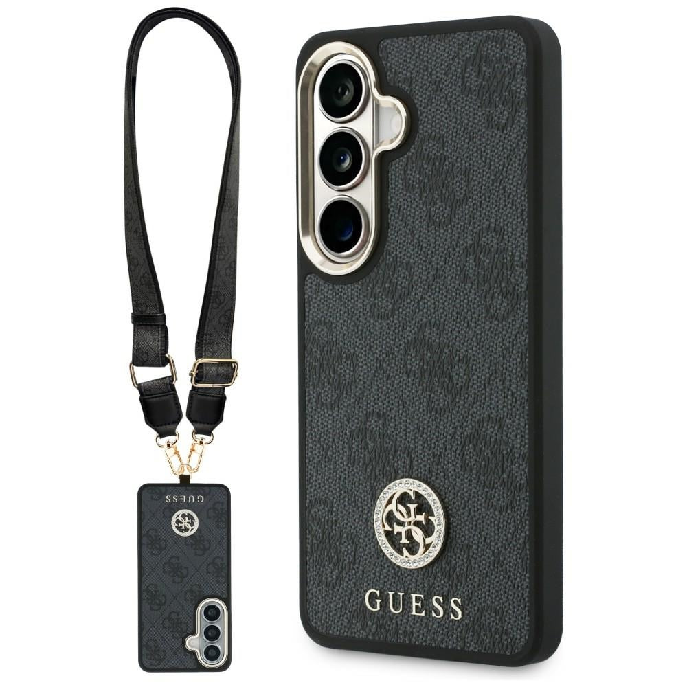 Puzdro pre Samsung Galaxy S26 S942, GUESS, 4G Big Rhinestone Triangle Strap, Čierne