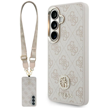 Puzdro pre Samsung Galaxy S26 S942, GUESS, 4G Big Rhinestone Triangle Strap, Ružové