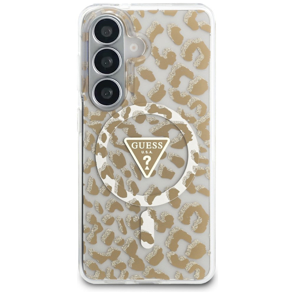 MagSafe Case for Samsung Galaxy S26 S942, Guess, IML Leopard Pattern, Brown