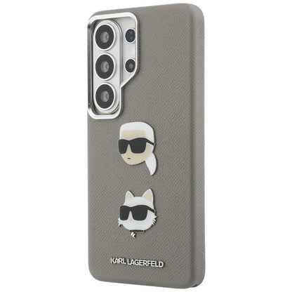 Puzdro pre Samsung Galaxy S26 Ultra S948, Karl Lagerfeld, Saffiano Karl & Choupette's Head Pin, Sivé