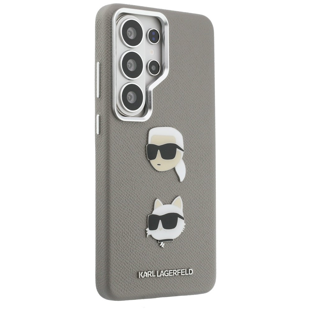 Puzdro pre Samsung Galaxy S26 Ultra S948, Karl Lagerfeld, Saffiano Karl & Choupette's Head Pin, Sivé