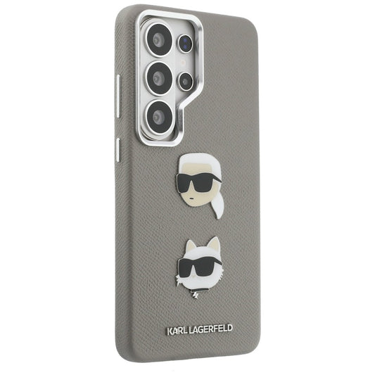 Puzdro pre Samsung Galaxy S26 Ultra S948, Karl Lagerfeld, Saffiano Karl & Choupette's Head Pin, Sivé