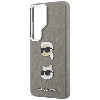 Puzdro pre Samsung Galaxy S26 Ultra S948, Karl Lagerfeld, Saffiano Karl & Choupette's Head Pin, Sivé