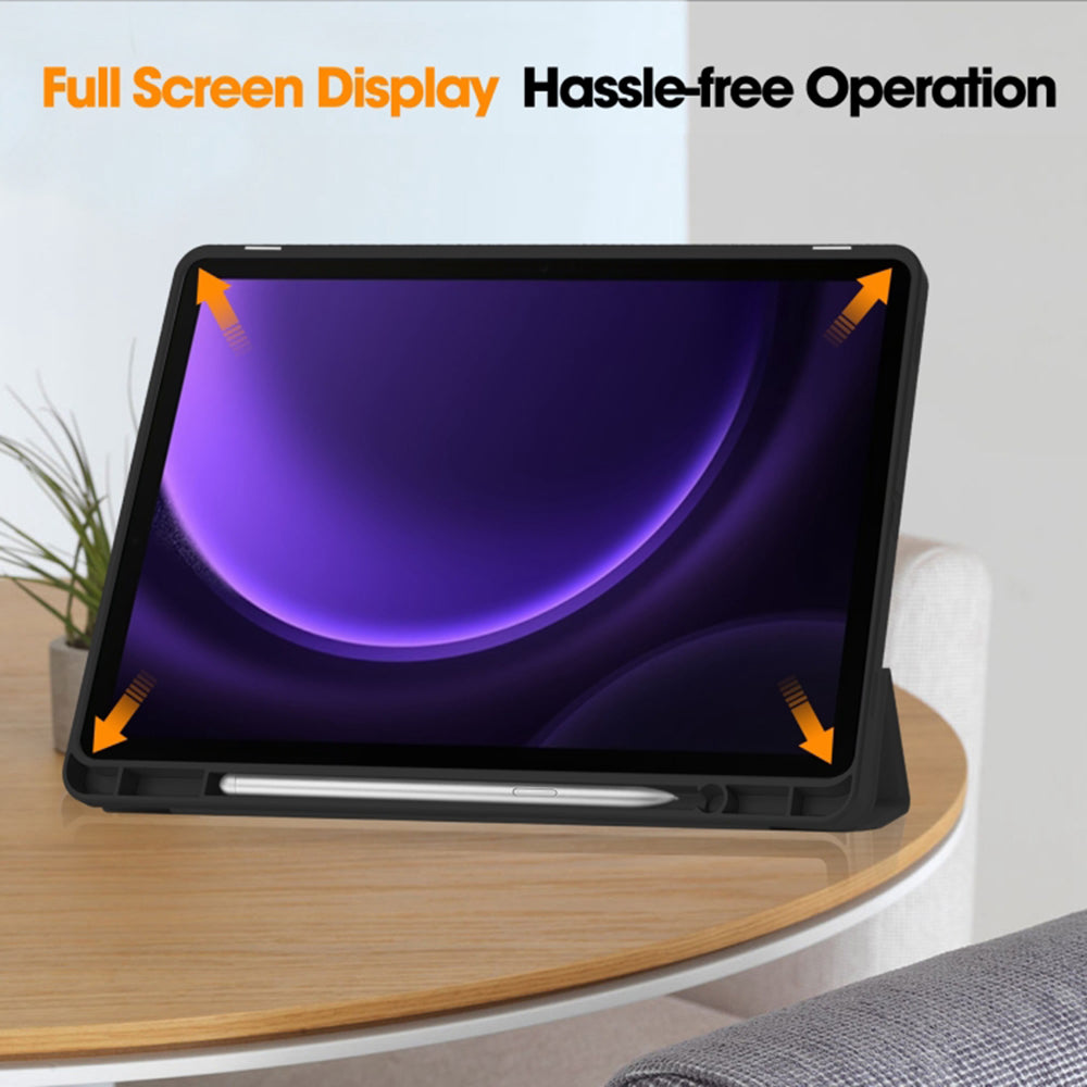 Puzdro pre Samsung Galaxy Tab S10 FE / Tab S9 FE / Tab S9, Techsuit, Flex Trifold, Čierna