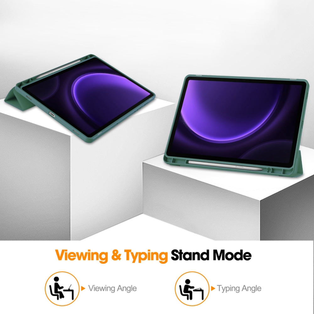 Puzdro pre Samsung Galaxy Tab S10 FE / Tab S9 FE, Techsuit, Flex Trifold, Zelené