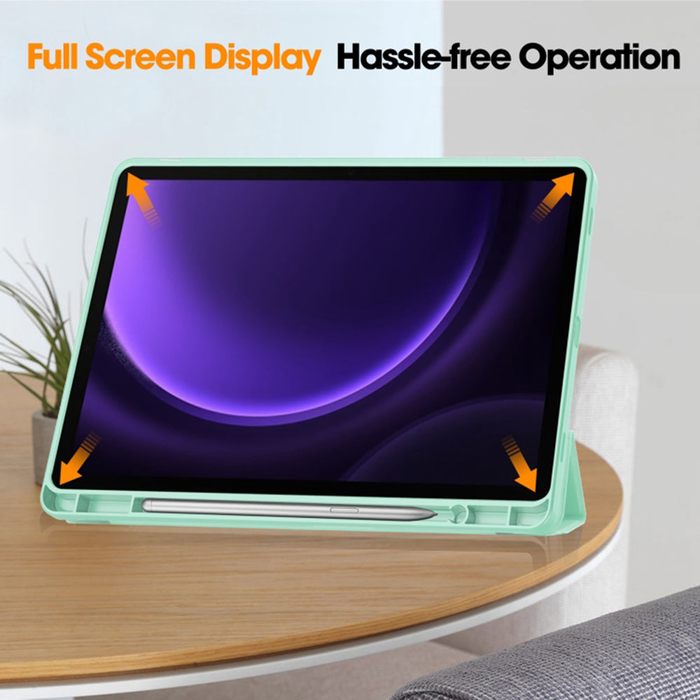 Puzdro pre Samsung Galaxy Tab S9 FE / Tab S9 / Tab S10 FE, Techsuit, Flex Trifold, Zelená Matcha