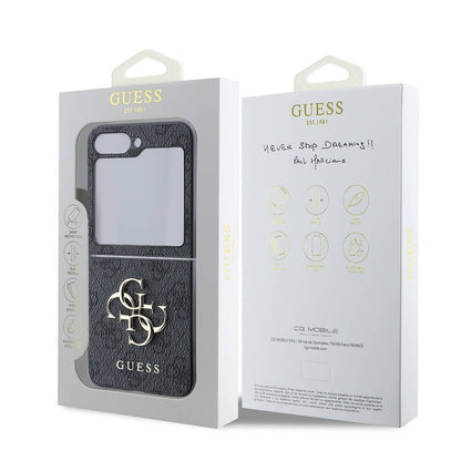 Puzdro pre Samsung Galaxy Z Flip7 FE F761 / Z Flip6 F741, Guess, 4G Metal Logo, Čierne