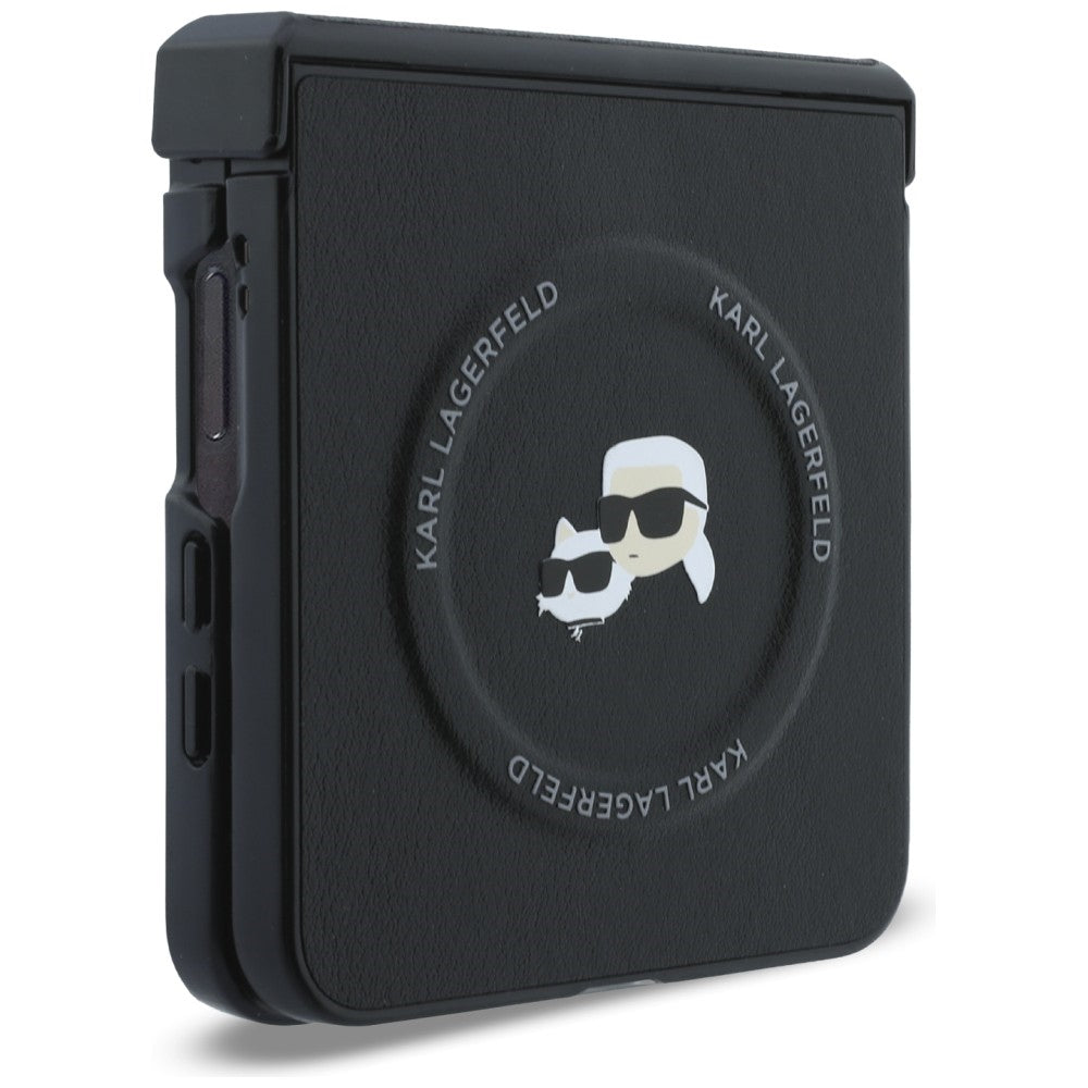 Puzdro pre Samsung Galaxy Z Flip8 F776, Karl Lagerfeld, Karl & Choupette Head Pin, Čierna
