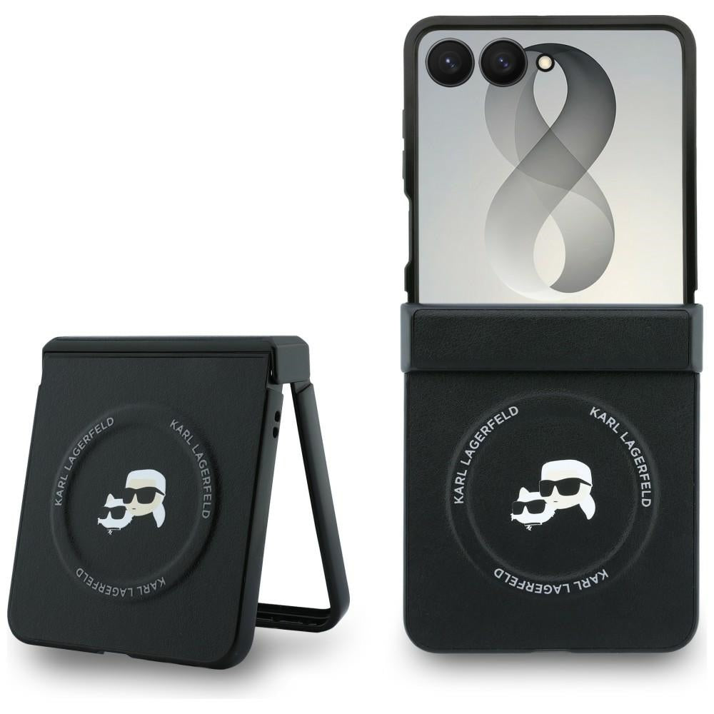 Puzdro pre Samsung Galaxy Z Flip8 F776, Karl Lagerfeld, Karl & Choupette Head Pin, Čierna