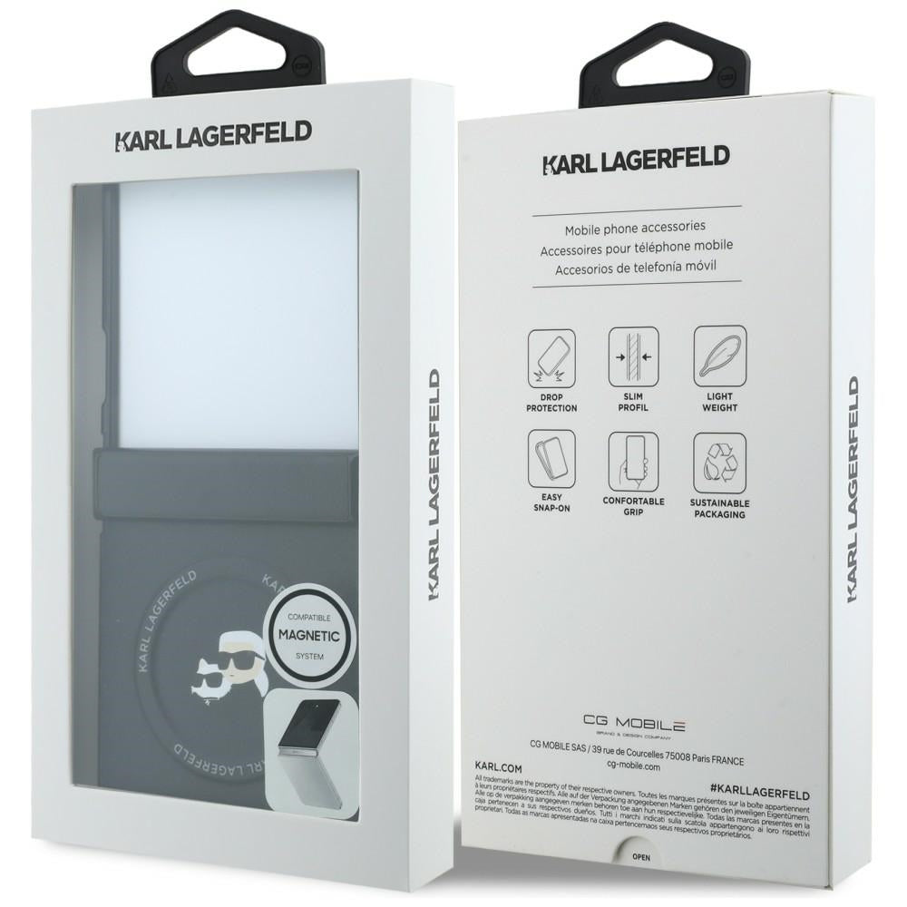 Puzdro pre Samsung Galaxy Z Flip8 F776, Karl Lagerfeld, Karl & Choupette Head Pin, Čierna