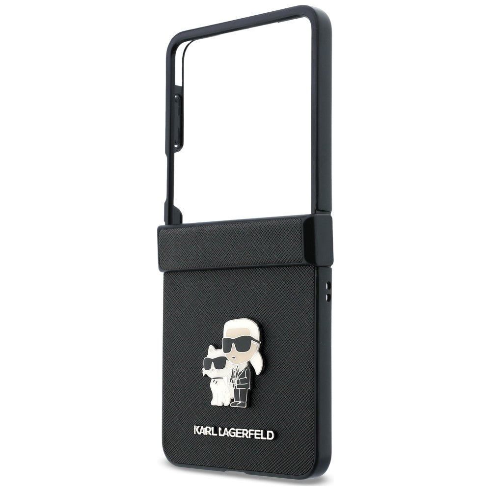 Puzdro pre Samsung Galaxy Z Flip8 F776, Karl Lagerfeld, Saffiano Karl & Choupette kovová spona, čierne