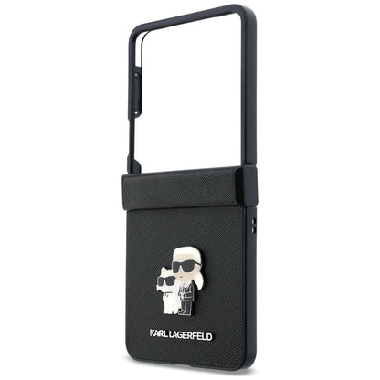 Puzdro pre Samsung Galaxy Z Flip8 F776, Karl Lagerfeld, Saffiano Karl & Choupette kovová spona, čierne