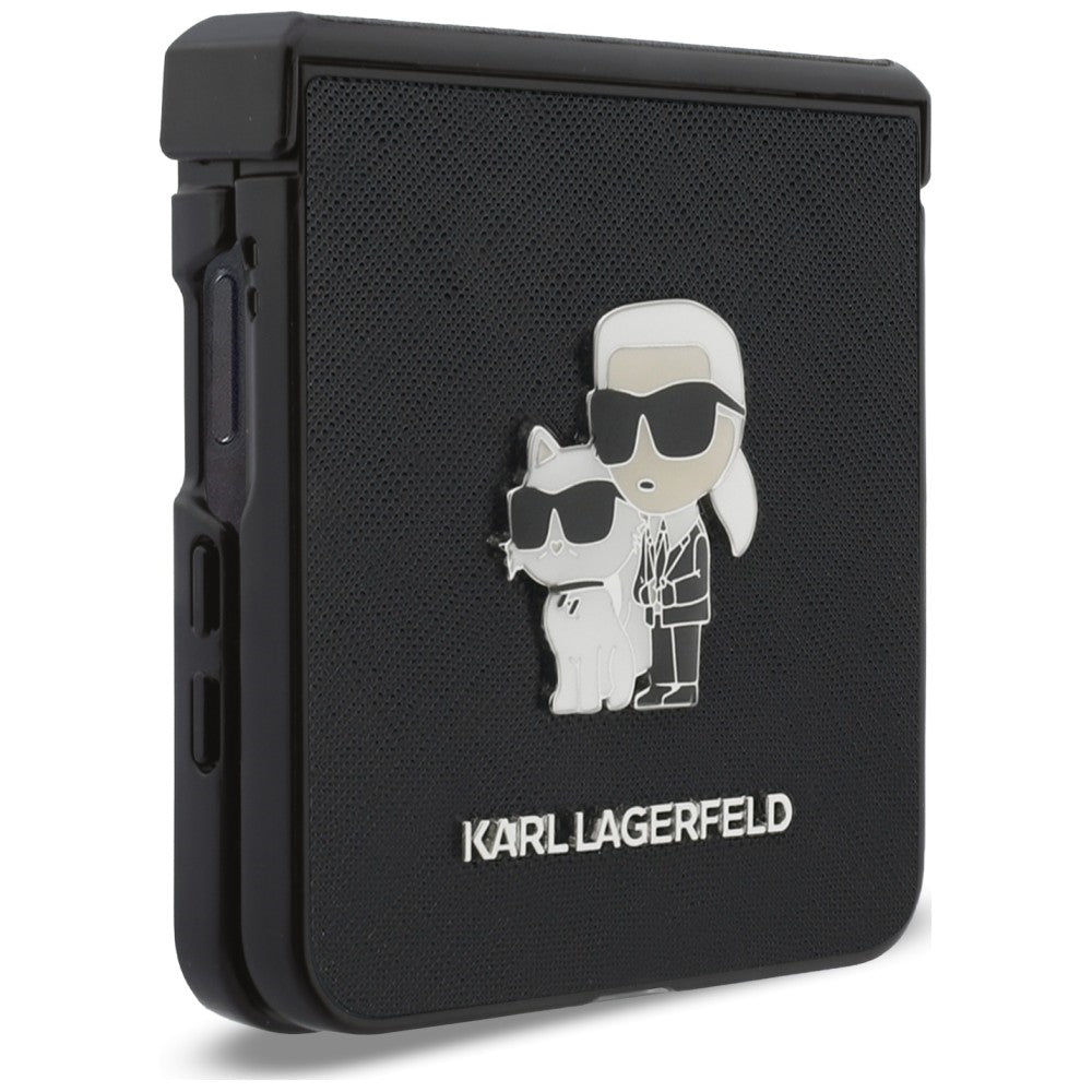 Puzdro pre Samsung Galaxy Z Flip8 F776, Karl Lagerfeld, Saffiano Karl & Choupette kovová spona, čierne