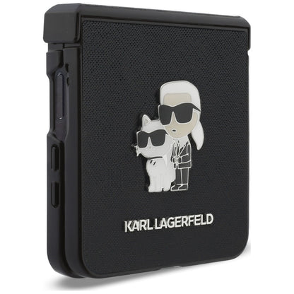 Puzdro pre Samsung Galaxy Z Flip8 F776, Karl Lagerfeld, Saffiano Karl & Choupette kovová spona, čierne
