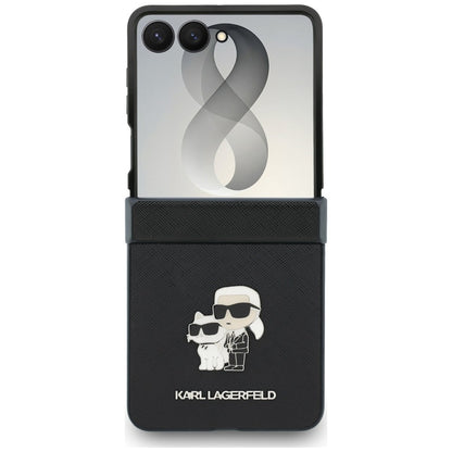 Puzdro pre Samsung Galaxy Z Flip8 F776, Karl Lagerfeld, Saffiano Karl & Choupette kovová spona, čierne