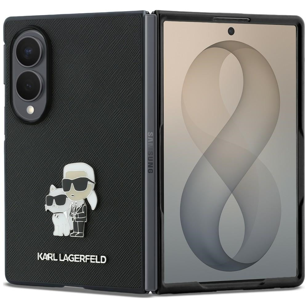 Puzdro pre Samsung Galaxy Z Fold8 F971, Karl Lagerfeld, Saffiano Karl & Choupette kovová spona, čierne