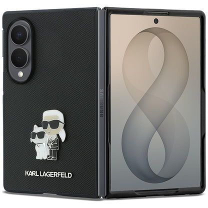 Puzdro pre Samsung Galaxy Z Fold8 F971, Karl Lagerfeld, Saffiano Karl & Choupette kovová spona, čierne