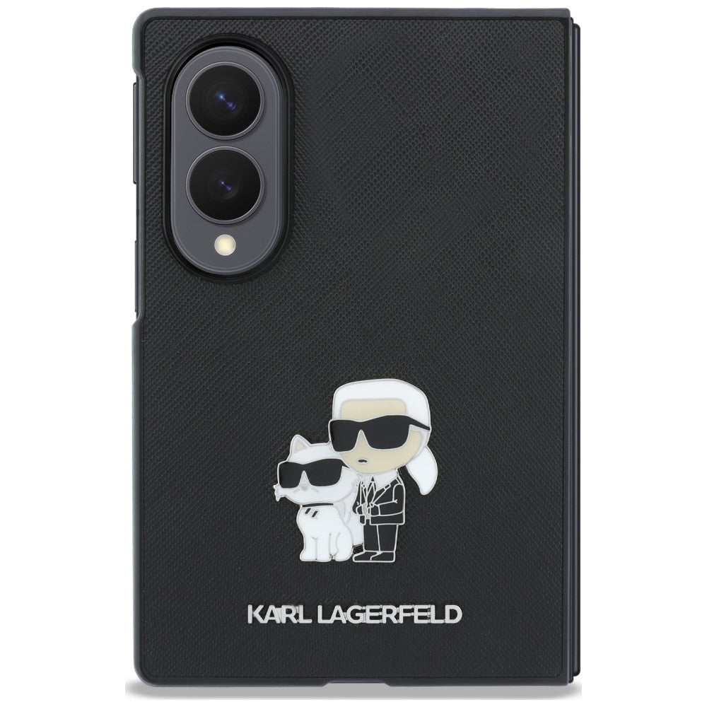 Puzdro pre Samsung Galaxy Z Fold8 F971, Karl Lagerfeld, Saffiano Karl & Choupette kovová spona, čierne