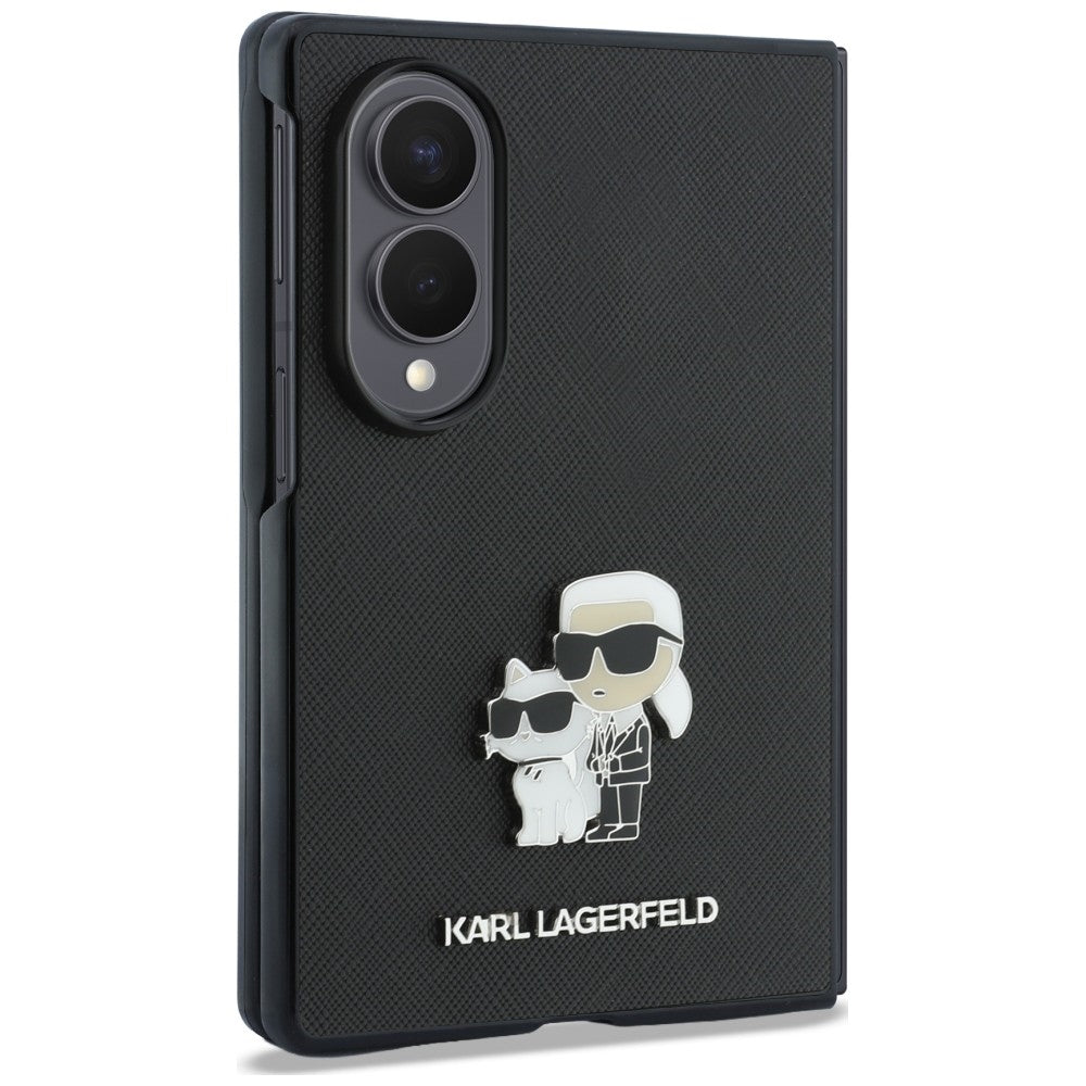 Puzdro pre Samsung Galaxy Z Fold8 F971, Karl Lagerfeld, Saffiano Karl & Choupette kovová spona, čierne
