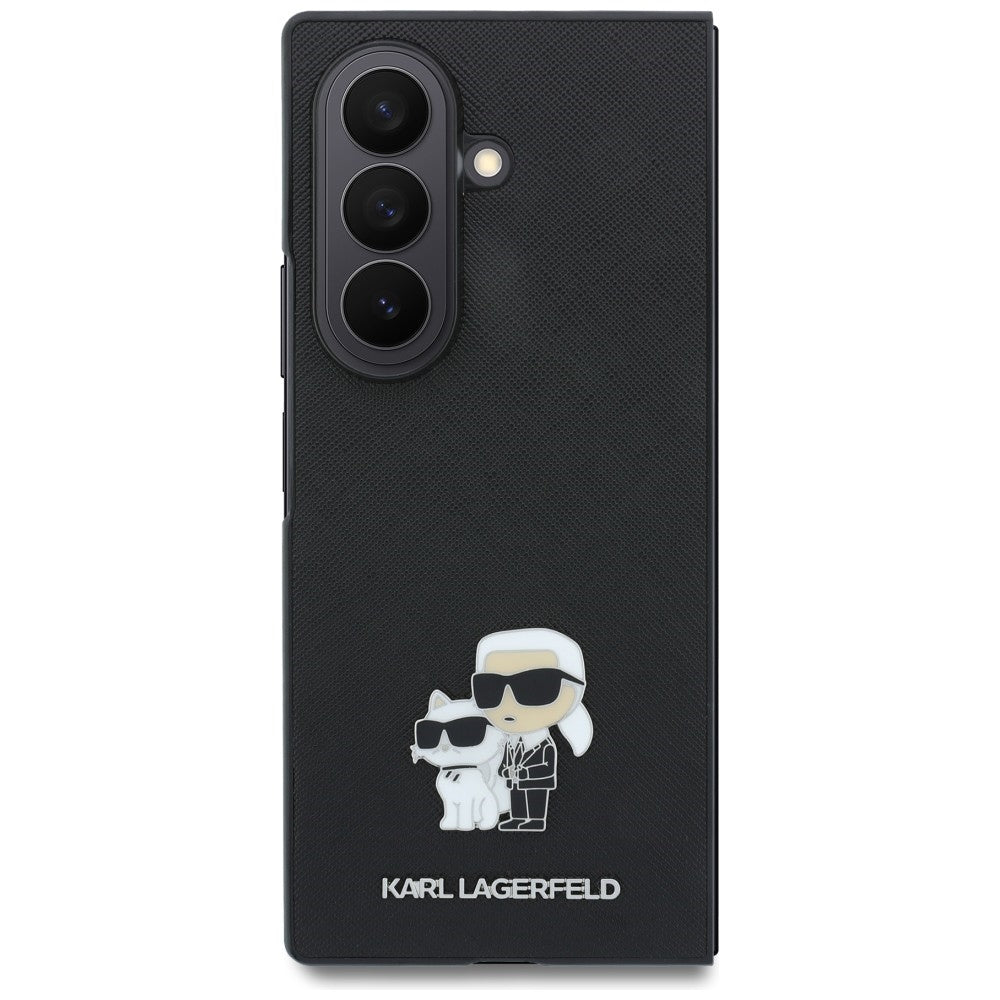 Puzdro pre Samsung Galaxy Z Fold8 Ultra F976, Karl Lagerfeld, Saffiano Karl & Choupette kovová spona, čierne