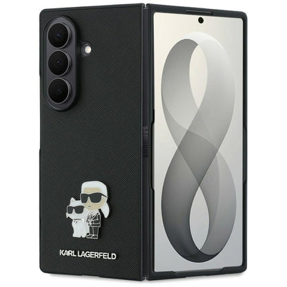 Puzdro pre Samsung Galaxy Z Fold8 Ultra F976, Karl Lagerfeld, Saffiano Karl & Choupette kovová spona, čierne
