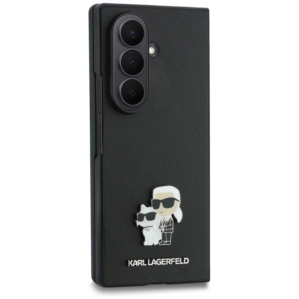 Puzdro pre Samsung Galaxy Z Fold8 Ultra F976, Karl Lagerfeld, Saffiano Karl & Choupette kovová spona, čierne