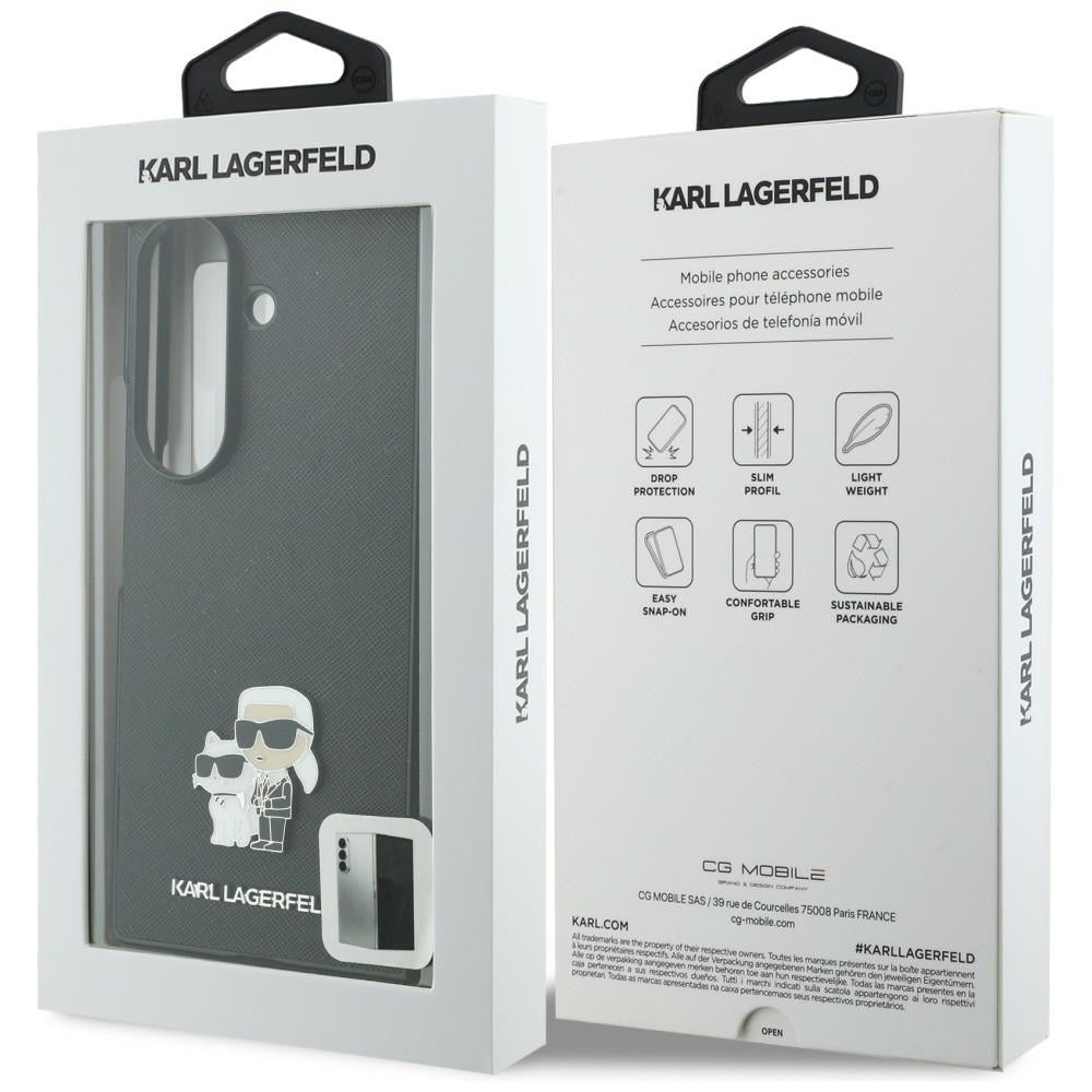 Puzdro pre Samsung Galaxy Z Fold8 Ultra F976, Karl Lagerfeld, Saffiano Karl & Choupette kovová spona, čierne