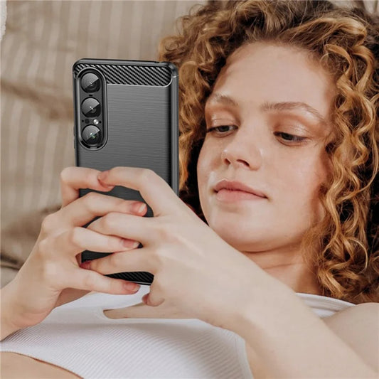 Puzdro pre Sony Xperia 1 VII, Techsuit, Karbón, Čierne