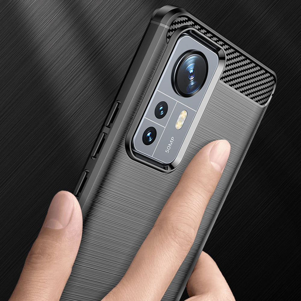 Puzdro pre Xiaomi 12X / 12, Techsuit, Karbón, Čierne