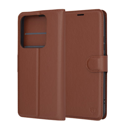 Puzdro pre Xiaomi 14 Pro, Techsuit, kožené folio, hnedé