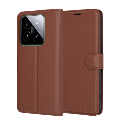 Puzdro na Xiaomi 14, Techsuit, kožené folio, hnedé
