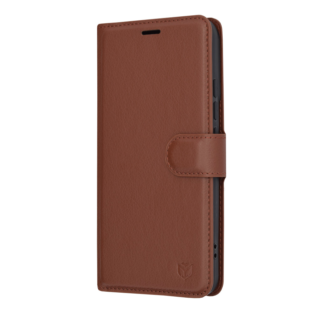 Puzdro na Xiaomi 14, Techsuit, kožené folio, hnedé