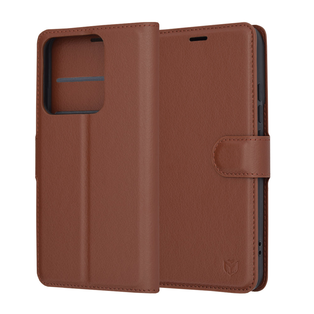 Puzdro na Xiaomi 14, Techsuit, kožené folio, hnedé