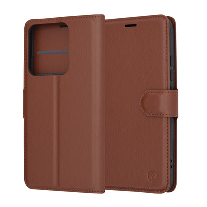 Puzdro na Xiaomi 14, Techsuit, kožené folio, hnedé