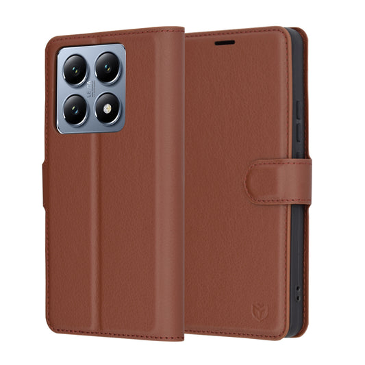 Puzdro pre Xiaomi 14T Pro, Techsuit, kožené folio, hnedé