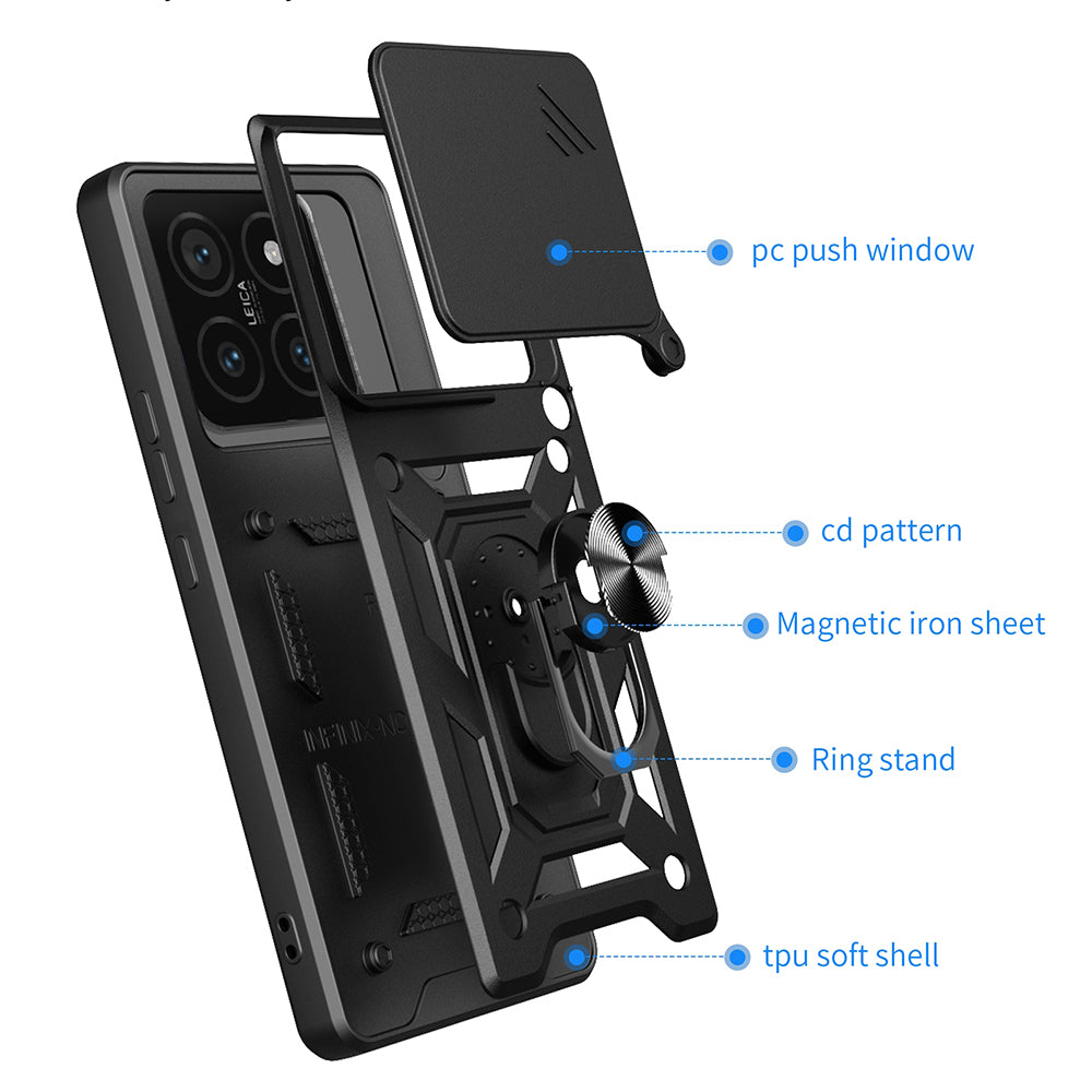 Puzdro pre Xiaomi 14T, Techsuit, CamShield, Čierne