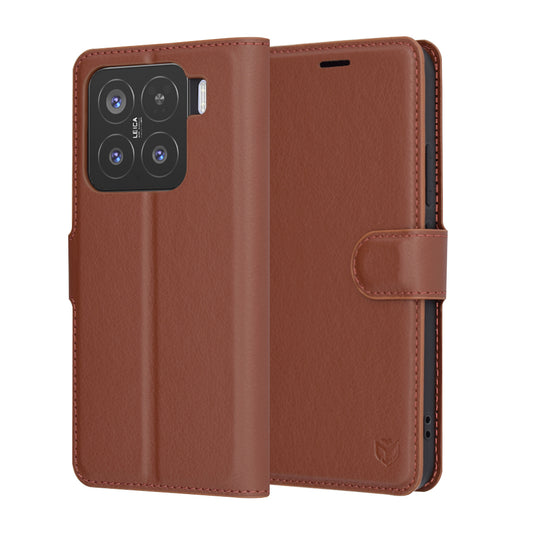 Puzdro na Xiaomi 15, Techsuit, kožené folio, hnedé
