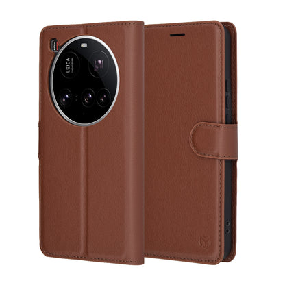 Puzdro pre Xiaomi 15 Ultra, Techsuit, kožené folio, hnedé