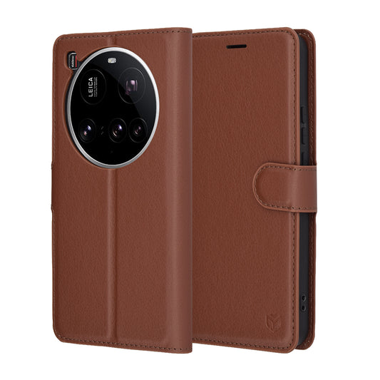 Puzdro pre Xiaomi 15 Ultra, Techsuit, kožené folio, hnedé