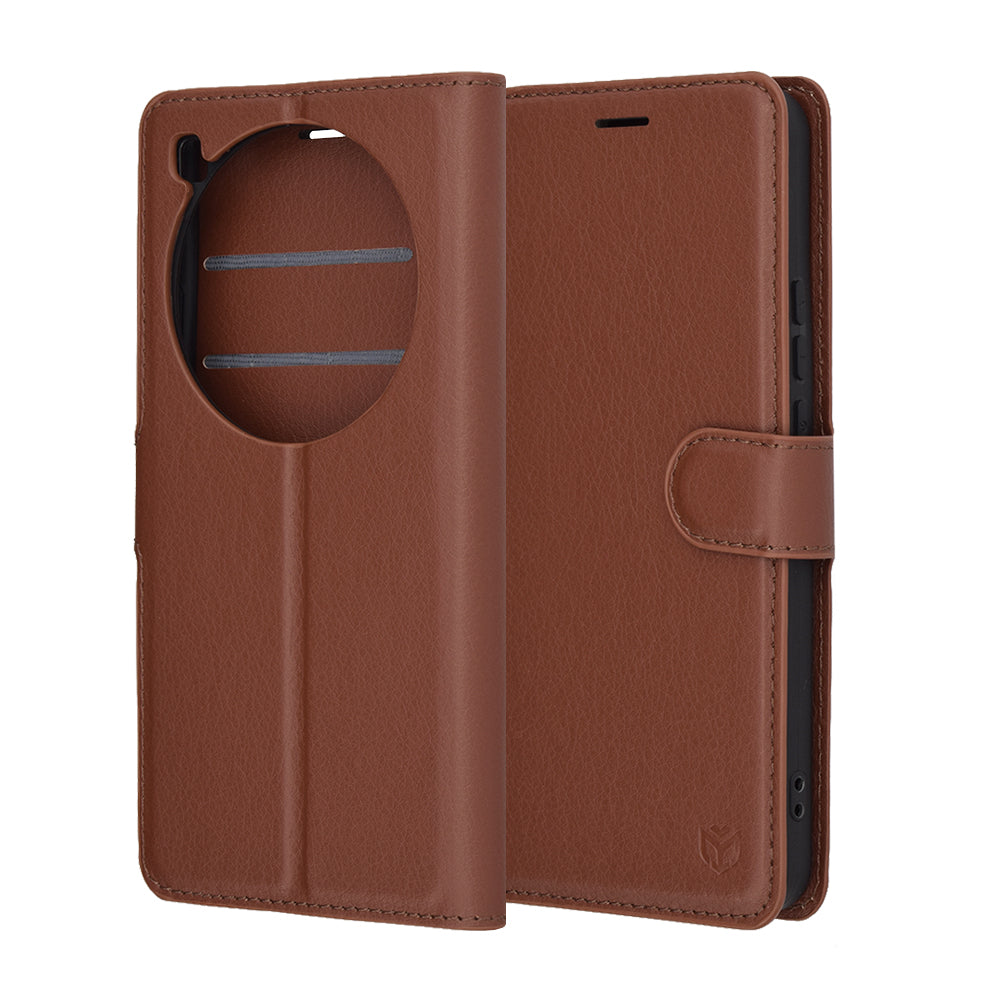 Puzdro pre Xiaomi 15 Ultra, Techsuit, kožené folio, hnedé