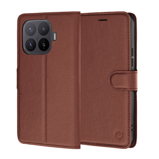 Case for Xiaomi 17T Pro, Techsuit, Leather Folio, Brown