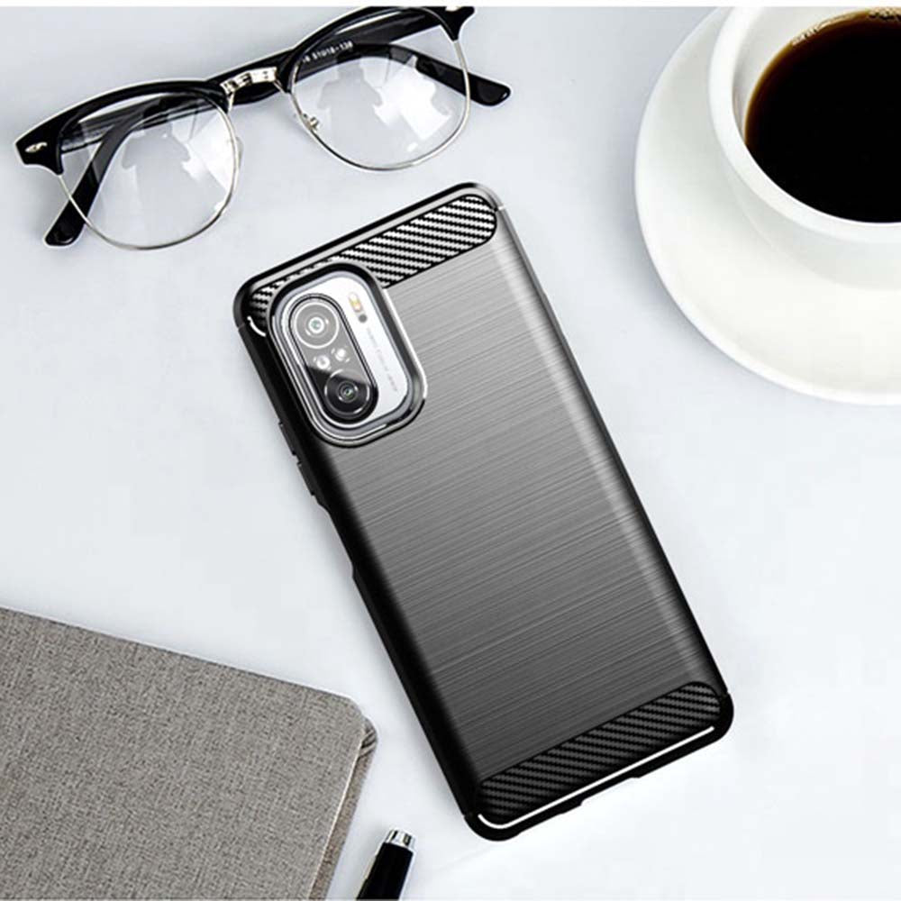 Puzdro pre Xiaomi Poco F3 / Mi 11i, Techsuit, Karbón, Čierne