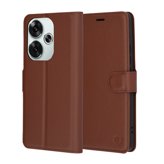 Puzdro na Xiaomi Poco F6, Techsuit, kožené folio, hnedé